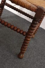 Diminutive Antique French 19th Century Bobbin Corner Chair with Rush Seat - Image 32