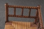 Diminutive Antique French 19th Century Bobbin Corner Chair with Rush Seat - Image 24