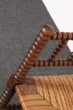 Diminutive Antique French 19th Century Bobbin Corner Chair with Rush Seat - Image 22
