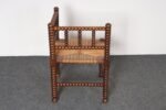 Diminutive Antique French 19th Century Bobbin Corner Chair with Rush Seat - Image 13