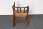 Diminutive Antique French 19th Century Bobbin Corner Chair with Rush Seat - Image 13