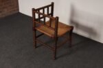 Diminutive Antique French 19th Century Bobbin Corner Chair with Rush Seat - Image 16