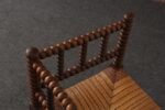 Diminutive Antique French 19th Century Bobbin Corner Chair with Rush Seat - Image 25