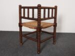 Diminutive Antique French 19th Century Bobbin Corner Chair with Rush Seat - Image 14