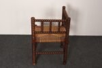 Diminutive Antique French 19th Century Bobbin Corner Chair with Rush Seat - Image 12
