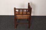 Diminutive Antique French 19th Century Bobbin Corner Chair with Rush Seat - Image 12