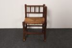 Diminutive Antique French 19th Century Bobbin Corner Chair with Rush Seat - Image 7
