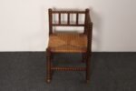 Diminutive Antique French 19th Century Bobbin Corner Chair with Rush Seat - Image 6
