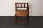 Diminutive Antique French 19th Century Bobbin Corner Chair with Rush Seat - Image 6