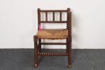 Diminutive Antique French 19th Century Bobbin Corner Chair with Rush Seat - Image 20