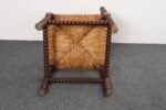 Diminutive Antique French 19th Century Bobbin Corner Chair with Rush Seat - Image 18
