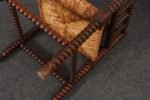 Diminutive Antique French 19th Century Bobbin Corner Chair with Rush Seat - Image 33