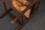 Diminutive Antique French 19th Century Bobbin Corner Chair with Rush Seat - Image 33