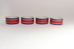 Set of Four Vintage Italian Red, White and Blue Striped Ceramic Bowls by Mancioli - Image 4