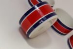 Set of Four Vintage Italian Red, White and Blue Striped Ceramic Bowls by Mancioli - Image 13