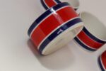 Set of Four Vintage Italian Red, White and Blue Striped Ceramic Bowls by Mancioli - Image 13