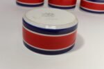 Set of Four Vintage Italian Red, White and Blue Striped Ceramic Bowls by Mancioli - Image 14