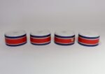 Set of Four Vintage Italian Red, White and Blue Striped Ceramic Bowls by Mancioli - Image 6