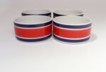 Set of Four Vintage Italian Red, White and Blue Striped Ceramic Bowls by Mancioli - Image 7