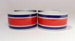 Set of Four Vintage Italian Red, White and Blue Striped Ceramic Bowls by Mancioli - Image 9