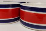 Set of Four Vintage Italian Red, White and Blue Striped Ceramic Bowls by Mancioli - Image 11