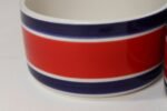 Set of Four Vintage Italian Red, White and Blue Striped Ceramic Bowls by Mancioli - Image 12