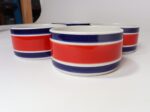 Set of Four Vintage Italian Red, White and Blue Striped Ceramic Bowls by Mancioli - Image 10
