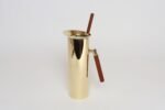 Italian Modern Brass-Plated Steel and Teak Cocktail Pitcher and Stirrer/Spoon - Image 6