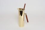 Italian Modern Brass-Plated Steel and Teak Cocktail Pitcher and Stirrer/Spoon - Image 6