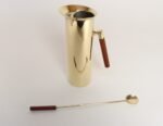 Italian Modern Brass-Plated Steel and Teak Cocktail Pitcher and Stirrer/Spoon - Image 4