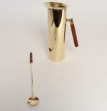 Italian Modern Brass-Plated Steel and Teak Cocktail Pitcher and Stirrer/Spoon - Image 2