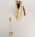 Italian Modern Brass-Plated Steel and Teak Cocktail Pitcher and Stirrer/Spoon - Image 2