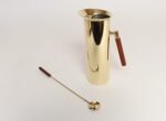 Italian Modern Brass-Plated Steel and Teak Cocktail Pitcher and Stirrer/Spoon - Image 3