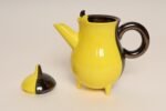 Vintage Vallauris Two Tone Gray and Yellow Ceramic Teapot by Auguste Lucchesi - Image 4