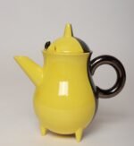 Vintage Vallauris Two Tone Gray and Yellow Ceramic Teapot by Auguste Lucchesi - Image 3