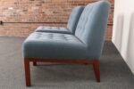 Pair of Mahogany and Blue Mohair Slipper Chairs by Edward Wormley for Dunbar - Image 12