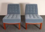 Pair of Mahogany and Blue Mohair Slipper Chairs by Edward Wormley for Dunbar - Image 5