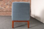 Pair of Mahogany and Blue Mohair Slipper Chairs by Edward Wormley for Dunbar - Image 16