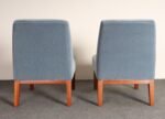 Pair of Mahogany and Blue Mohair Slipper Chairs by Edward Wormley for Dunbar - Image 13