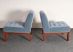 Pair of Mahogany and Blue Mohair Slipper Chairs by Edward Wormley for Dunbar - Image 9