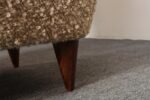 Pair of Italian Modernist High Back Lounge Chairs in Two-Tone Bouclé and Walnut - Image 30