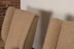 Pair of Italian Modernist High Back Lounge Chairs in Two-Tone Bouclé and Walnut - Image 32