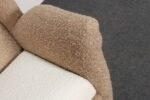Pair of Italian Modernist High Back Lounge Chairs in Two-Tone Bouclé and Walnut - Image 22