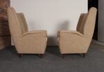 Pair of Italian Modernist High Back Lounge Chairs in Two-Tone Bouclé and Walnut - Image 13