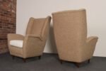 Pair of Italian Modernist High Back Lounge Chairs in Two-Tone Bouclé and Walnut - Image 8