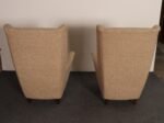 Pair of Italian Modernist High Back Lounge Chairs in Two-Tone Bouclé and Walnut - Image 20