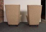 Pair of Italian Modernist High Back Lounge Chairs in Two-Tone Bouclé and Walnut - Image 19
