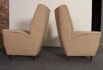 Pair of Italian Modernist High Back Lounge Chairs in Two-Tone Bouclé and Walnut - Image 16