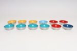 Set of Twelve Small Danish Modern Enamel and Brushed Aluminum Snack Bowls - Image 3