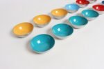 Set of Twelve Small Danish Modern Enamel and Brushed Aluminum Snack Bowls - Image 2